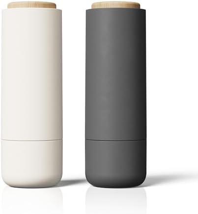 LIBKEN Salt and Pepper Grinder SetAdjustable Ceramic Kilner Premium Spice Dispenser WhiteGrey