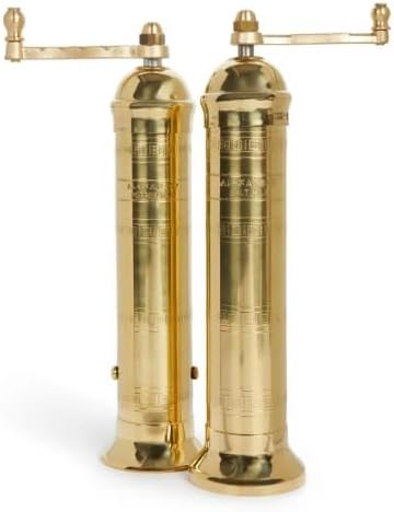 Elegant Greek Pepper Mill Set Genuine Brass Salt Pepper 9 8 Perfect Gift