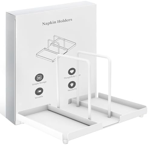 AudmoreSturdy Metal Napkin Holder with Salt Pepper Shakers White Design
