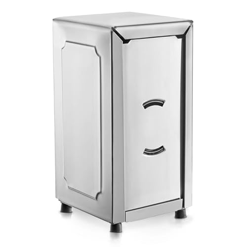 OCS Parts Stainless Steel Napkin Dispenser - Spring-Loaded Dual-Surface Holds 150 Napkins