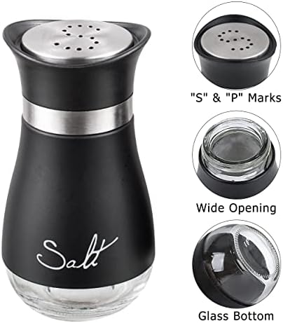 Lonffery Salt Pepper Set Stainless Steel Glass Elegant Design for Daily Use