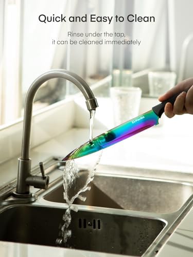 DPerlla Rainbow Titanium Knife Set Premium Sharp Ergonomic Stylish Kitchen Tools