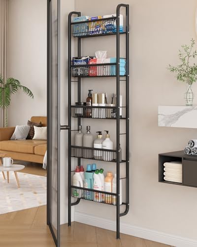 UM DONX 5-Tier Narrow Bathroom Shelf Black