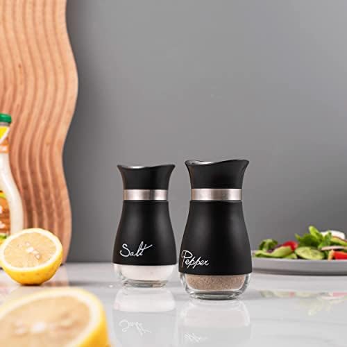 Lonffery Salt Pepper Set Stainless Steel Glass Elegant Design for Daily Use