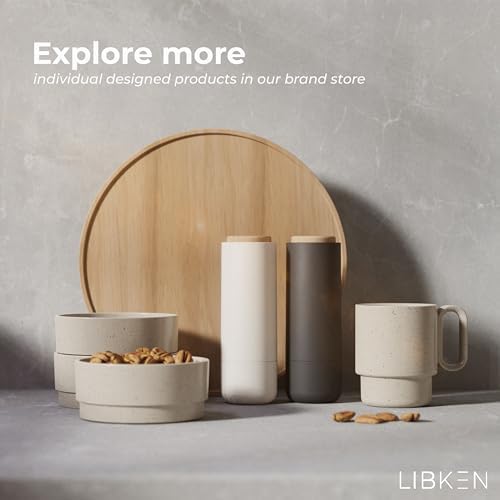 LIBKEN Salt and Pepper Grinder SetAdjustable Ceramic Kilner Premium Spice Dispenser WhiteGrey