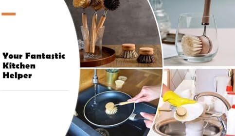 Sturdy Bamboo Dish Brush with Handle for Effortless Cleaning