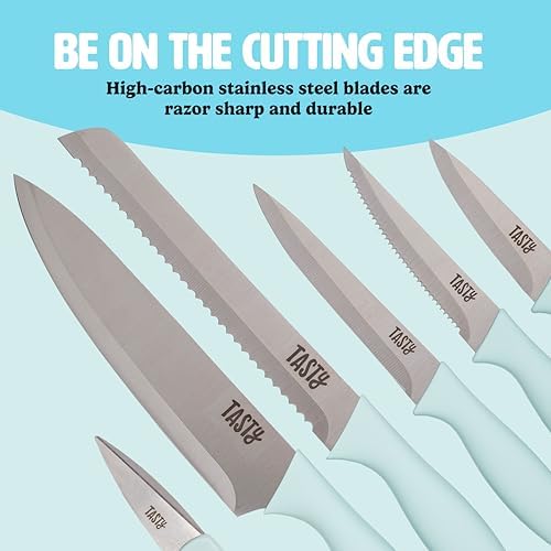 Tasty Kitchen Knife Set with Block 10-Piece Aqua
