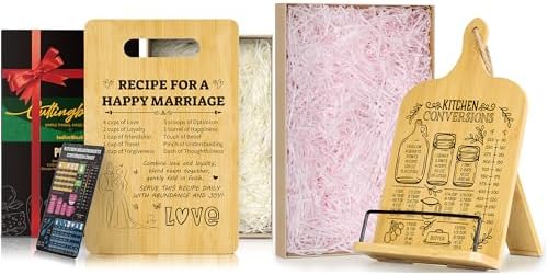 Happy Marriage Bamboo Cutting Board Cookbook Stand 1