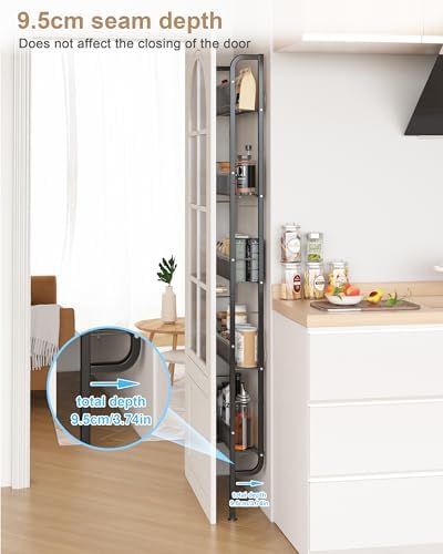 UM DONX 5-Tier Narrow Bathroom Shelf Black
