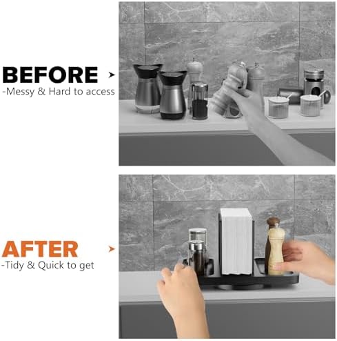 Gomyrod Rotating Napkin Holder Black Smooth Durable Kitchen Bathroom Organizer
