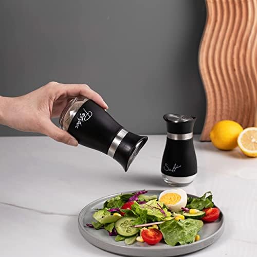 Lonffery Salt Pepper Set Stainless Steel Glass Elegant Design for Daily Use