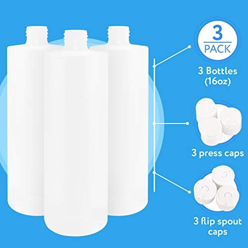 Pack of 3 Reusable 16oz BPA-Free Plastic Bonds with 6 Caps