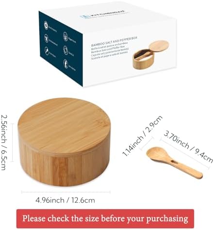 KITCHENDAO Bamboo Salt and Pepper Bowl Box
