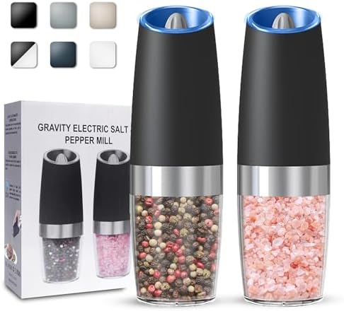 UNNEES Electric Salt and Pepper Mill Set 2-Piece Compact Powerful