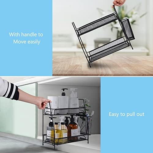 Le Miktle Multifunctional Counter Organizer for Kitchen Bathroom Bedroom Black