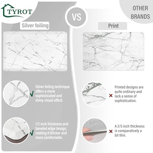 Sturdy Silver Anti-Fatigue Kitchen Mat 173x28 Inch Non-Slip Waterproof Luxurious Surface