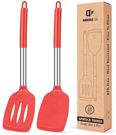 High Heat Silicone Turners Red Set of 2 BPA Free Perfect Kitchen Essential