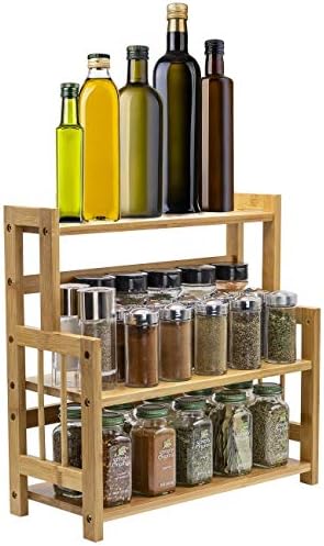 Sorbus 3-Tier Bamboo Spice Storage Organizer