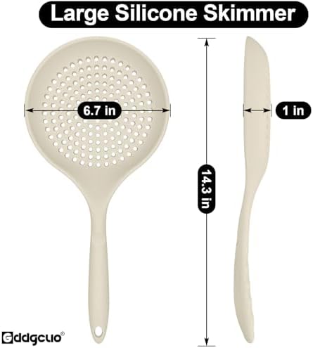 Large Skimmer Silicone Strainer Spoon Heat Resistant 145 Inch Kitchen Utensil