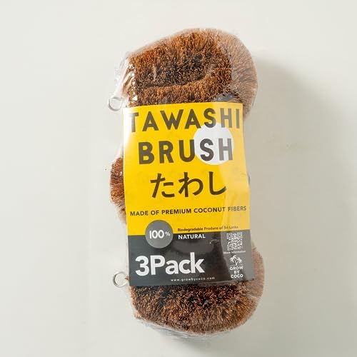 Eco-Friendly 3-Pack of 100 Natural Coconut Coir Kitchen Brushes