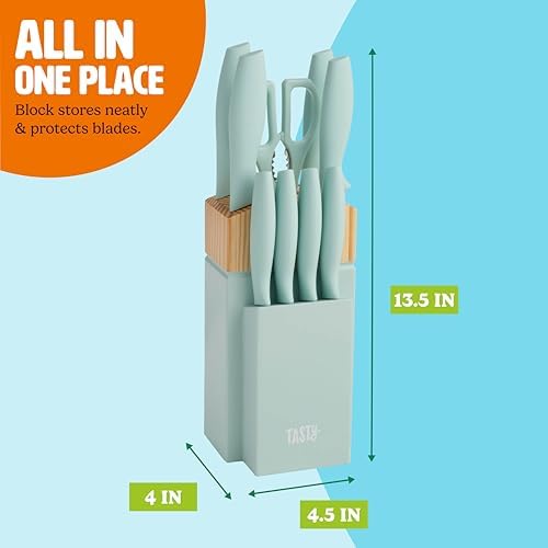Tasty Kitchen Knife Set with Block 10-Piece Aqua