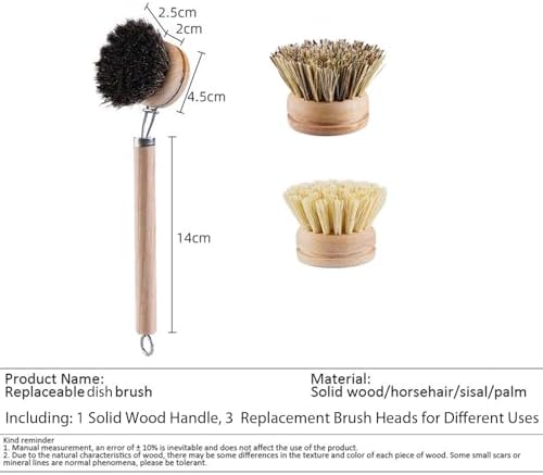 Sturdy Bamboo Dish Brush with Handle for Effortless Cleaning