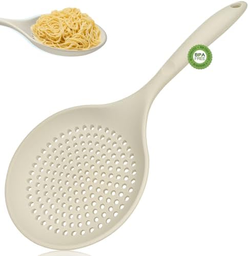 Large Skimmer Silicone Strainer Spoon Heat Resistant 145 Inch Kitchen Utensil