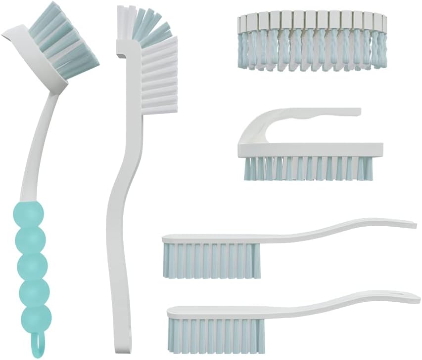 6 PCS Cleaning Brush Set for Kitchen and Bathroom with Sky Blue