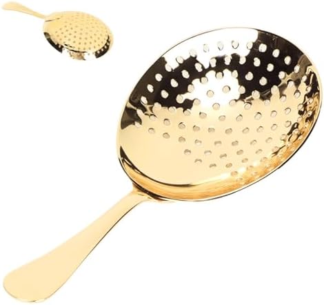 Stainless Steel Cocktail Strainer Ergonomic Gold Handle Durable for Home Commercial Use