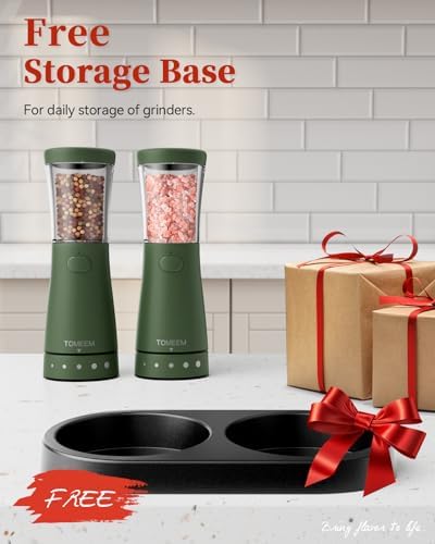 TOMEEM Electric Salt and Pepper Grinder Set - Compact Rechargeable and Ergonomic