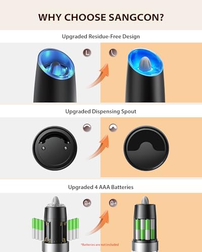 Sangcon Gravity Electric Salt and Pepper Grinder Set