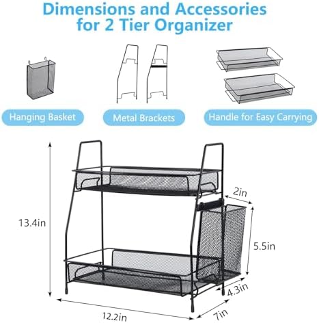 Le Miktle Multifunctional Counter Organizer for Kitchen Bathroom Bedroom Black