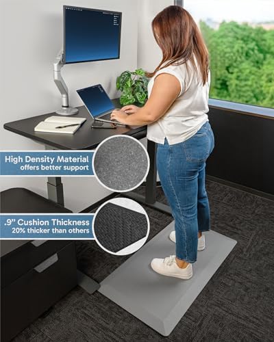 Ergonomic Kitchen Mat - 910 inch Thick Waterproof Anti-Fatigue 20x39 Grey