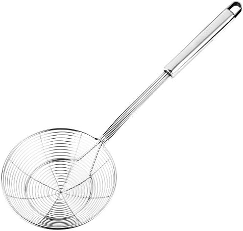 Premium stainless steel spider strainer for easy cooking and frying