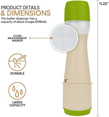 Easy Squeeze Pancake Batter Dispenser with Measurement Markers