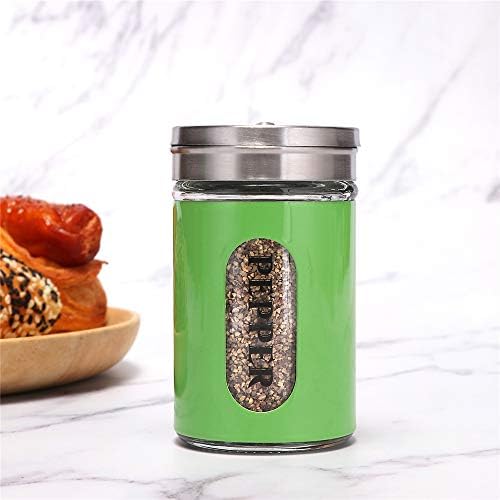STJKBDFC Salt Pepper Shakers Stainless Steel Glass Set Green