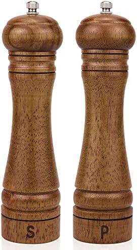 Beautiful Oak Wood Salt Pepper Grinder Set with Elegant Design