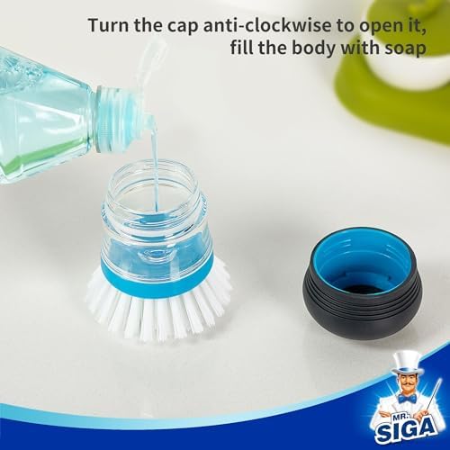 MRSIGA Soap Dispenser Palm Brush Kitchen Essential