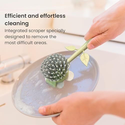 Vigar Florganic Daisy-Shaped Dish Brush with Vase Dish Brush Holder