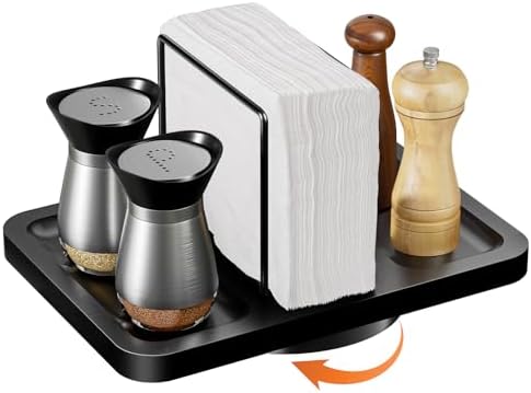 Gomyrod Rotating Napkin Holder Black Smooth Durable Kitchen Bathroom Organizer