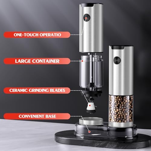 Adjustable Battery-Operated Salt Pepper Mill Set