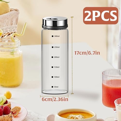 2Pcs Glass Salt Pepper Shakers with Adjustable Pour Holes and Removable Lids