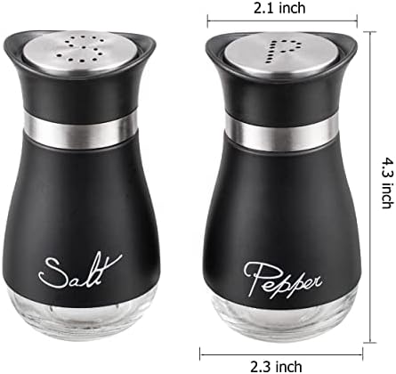 Lonffery Salt Pepper Set Stainless Steel Glass Elegant Design for Daily Use