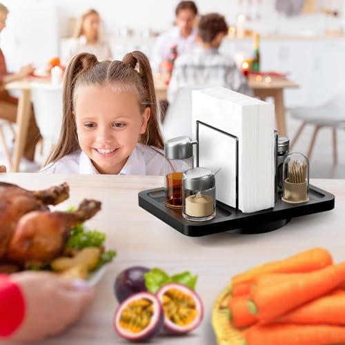 Gomyrod Rotating Napkin Holder Black Smooth Durable Kitchen Bathroom Organizer
