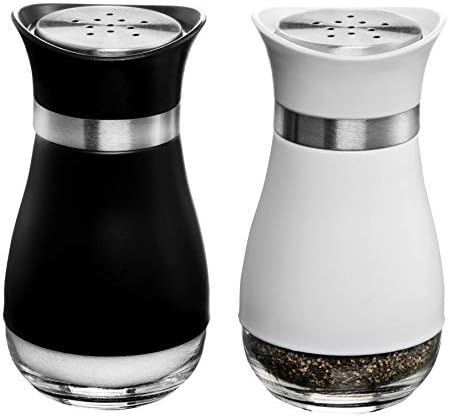 MITBAK Salt and Pepper Shakers 2-Pc Set - Elegant Glass Bottom Compact Design
