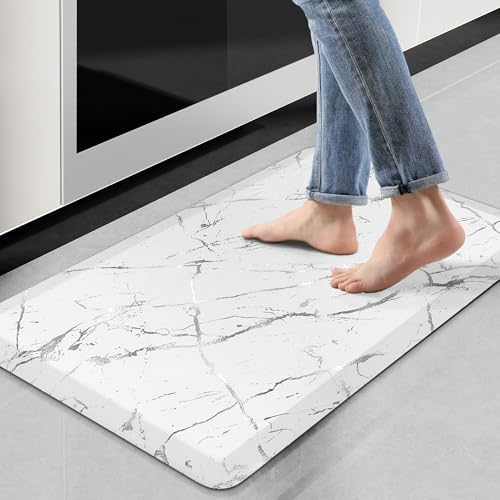 Sturdy Silver Anti-Fatigue Kitchen Mat 173x28 Inch Non-Slip Waterproof Luxurious Surface