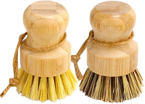 Natural Bamboo Dish Brush Set 2-Pack