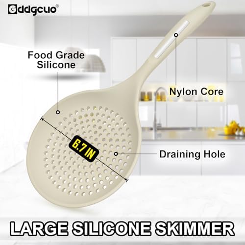 Large Skimmer Silicone Strainer Spoon Heat Resistant 145 Inch Kitchen Utensil