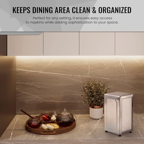 OCS Parts Stainless Steel Napkin Dispenser - Spring-Loaded Dual-Surface Holds 150 Napkins