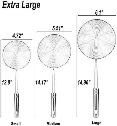 Sturdy Stainless Steel Spider Strainer Set - Easy Cooking Frying Tool
